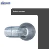 A product shot of a metal pipe fitting, with a dark grey overlay containing text. Produktbild-Vorschau