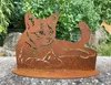 Gartenfigur getigerte Katze liegend auf Platte 20x28cm Produktbild-Vorschau 2