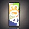 A smartphone with large white numbers 'A03' displayed on its screen, set against a gradient background. Produktbild-Vorschau