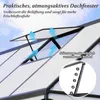 A close-up view of an open roof window on a greenhouse, with arrows indicating airflow. Voir les images du produit