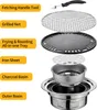 An exploded view of a charcoal grill, showing its individual components. Produktbild-Vorschau