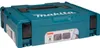 A teal Makita tool case with a black handle and latches, shown from a slightly elevated front-left angle on a white background. The case has the Makita logo and some product information printed on it. Produktbild-Vorschau