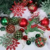 Weihnachtskugeln-Set, 40 Stück, unzerbrechlich, rot-grün, Rentier-Motiv Productafbeelding-voorbeeld