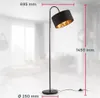 Stojacia lampa retro čierno-zlatá tkanina E27 zakrivená Náhľad obrázku produktu 4