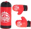 A red boxing bag and two red boxing gloves are displayed against a white background. Produktbild-Vorschau