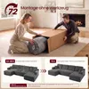 VASAGLE U-Form Sofa 6-Sitzer Modulares Cord Sofa mit Kissen Produktbild-Vorschau 3