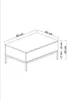 A line drawing of a coffee table with dimensions indicated. Produktbild-Vorschau