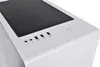 A close-up view of the top panel of a white computer case, showing the power and reset buttons, and USB ports. Produktbild-Vorschau