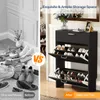 A split image showing a messy pile of shoes on the left and a neat shoe cabinet on the right. Náhľad obrázku produktu