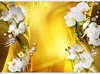 Vlies Fototapete - Orchid in Gold 400x280 cm Blumen Produktbild-Vorschau 5