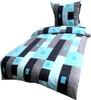 2 tlg Winter Bettwäsche Thermo Fleece 135x200 Türkis Grau Produktbild-Vorschau 1
