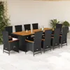 11-tlg. Garten-Essgruppe mit Kissen Schwarz Poly Rattan Produktbild-Vorschau 2