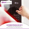 A hand is shown adjusting the dial on a microwave, with a textured white material in the foreground and marketing text at the bottom. Anteprima dell’immagine prodotto