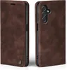 A brown flip cover for a Samsung Galaxy A05s phone is shown from two angles. Produktbild-Vorschau