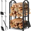 KESSER® Set da 5 pezzi: porta legna per camino, porta Anteprima dell’immagine prodotto 1