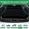 An inflatable car mattress laid out in the trunk of a car, with illustrations of different vehicle types at the bottom. Náhľad obrázku produktu