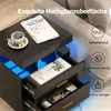 COSTWAY sada 2 nočních stolků s LED diodami, noční stolek Náhled obrázku produktu 6