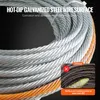 A close-up of a coiled steel wire rope, with text overlays highlighting its features and comparing it to an inferior alternative. Náhled obrázku produktu