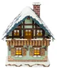 Ein charmantes Lichterhaus mit verschneitem Dach und beleuchteten Fenstern strahlt Gemütlichkeit aus während der Balkon und die Fensterläden dem Haus einen rustikalen Charakter verleihen Produktbild-Vorschau