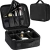 A black makeup bag is shown open, displaying its compartments and contents, with a closed version of the bag shown in the upper right corner. Náhľad obrázku produktu