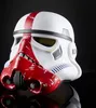 A Star Wars Stormtrooper incinerator helmet with red markings and white scratches, displayed against a black background. Anteprima dell’immagine prodotto