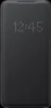 A black phone case with a digital clock displayed on its surface. Produktbild-Vorschau