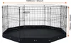 A black metal dog playpen with a black fabric base is shown from a slightly elevated side angle. Voir les images du produit