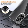 A clear phone case is shown on a dark, cracked surface, suggesting impact protection. Produktbild-Vorschau