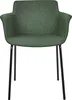 A green upholstered chair with black metal legs, shown from the front against a white background. Náhľad obrázku produktu