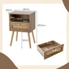 Rattanowy stolik nocny zestaw 2, szafki nocne boho z nogami Podgląd zdjęcia produktu 6