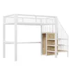 A white loft bed with a desk, shelves, and stairs against a white background. Anteprima dell’immagine prodotto