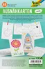 A collection of sewing cards with various designs, displayed as if hanging on a line. Produktbild-Vorschau
