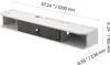 A floating TV cabinet with a drawer and open shelving, shown with dimensions indicated. Voir les images du produit