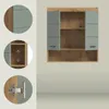 A wall-mounted cabinet with two doors, showing close-ups of its features. Produktbild-Vorschau