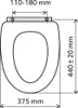 A diagram showing the dimensions of a toilet seat. Anteprima dell’immagine prodotto
