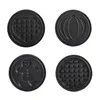 Four circular waffle iron plates with different patterns. Podgląd zdjęcia produktu