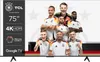 A group of soccer players in uniform are posing for a photo in front of a white background with stars and the German flag colors. Produktbild-Vorschau