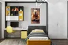A modern teenager's bedroom with a desk, bed, and wall art. Produktbild-Vorschau