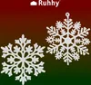 Two glittery white snowflakes are displayed against a gradient background of red and green. Náhled obrázku produktu