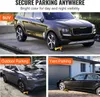 Collage of images showing a car wheel lock being used in different parking scenarios. Podgląd zdjęcia produktu