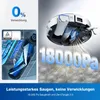 A marketing image showing a robot vacuum cleaner with text highlighting its features and performance. Produktbild-Vorschau
