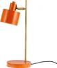 A modern desk lamp with an orange shade and a gold stand, photographed against a white background. Produktbild-Vorschau