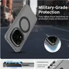 A phone case with a magnetic ring is shown on a blurred road background. There are also close-up diagrams of the case's features. Anteprima dell’immagine prodotto