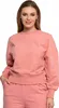 Klassisches Damen Sweatshirt Glatt Ohne Kapuze Rosa Über Produktbild-Vorschau 2