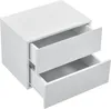 A white two-drawer nightstand with the drawers slightly ajar, shown from a three-quarter angle against a white background. Anteprima dell’immagine prodotto