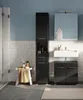 Badezimmer Hochschrank "Leon" schwarz Hochglanz Badschrank Produktbild-Vorschau 3