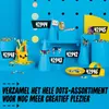A bright blue background with various LEGO DOTS products and numbered labels. Podgląd zdjęcia produktu