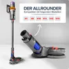 A Dyson vacuum cleaner and its mopping attachment are shown, with text indicating compatibility with various Dyson models. Produktbild-Vorschau