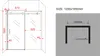 Technical drawing and diagram of a shower door with dimensions. Produktbild-Vorschau