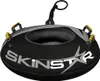 A black and gray snow tube with yellow handles and a tow rope, shown from a slightly elevated angle against a white background. Voir les images du produit
